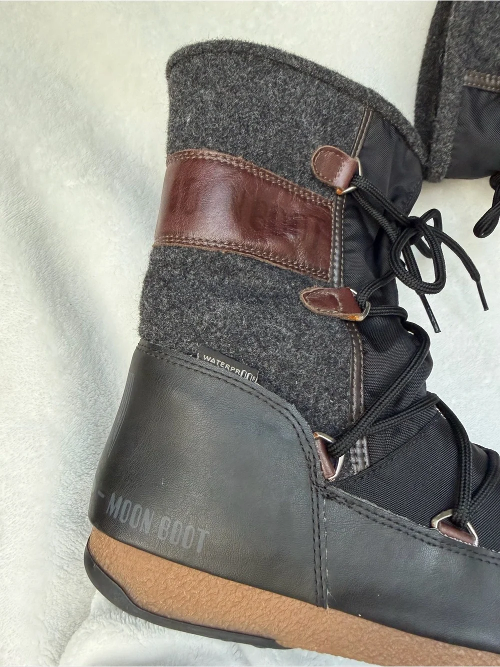 Tecnica We Vienna Felt Moon Boot Waterproof Insulated Wool Black Brown Size 7